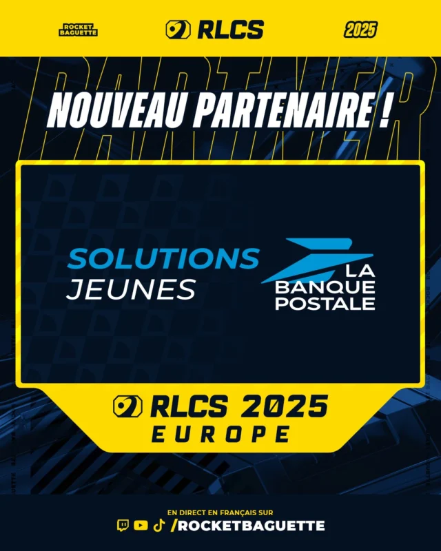 Bienvenue à @labanquepostale, qui devient partenaire des #RLCS ! 💙

Fidèle à son engagement dans l'esport, les RLCS sont un terrain idéal envers le soutien des jeunes talents.

Restez connectés, Rocket Baguette et La Banque Postale vous réservent de nombreuses surprises ! 😎